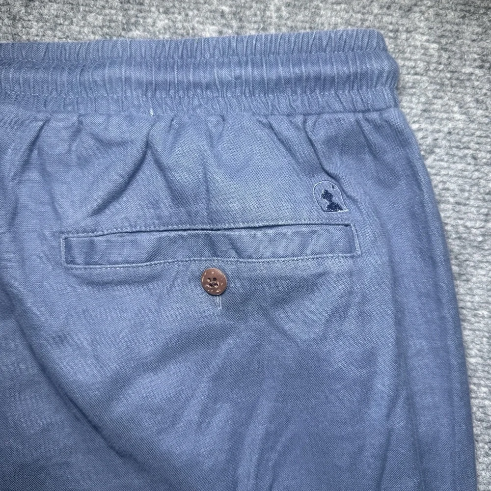Dandy Del Mar Linen Blend Drawstring Pants Navy Blue Men Large Coconut Button